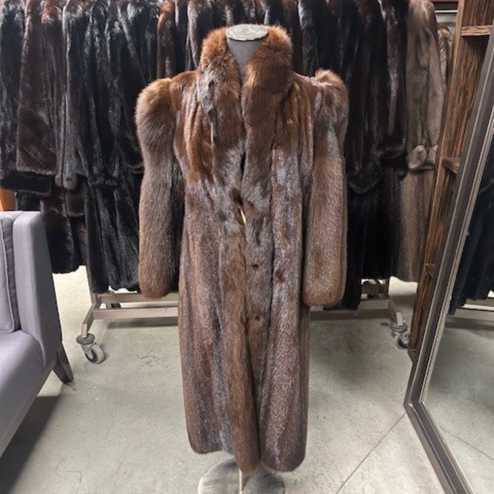 LONG MAHOGANY MINK W/ TUXEDO & SLEEVE (V.G CONDITION) 6900 NOW $1395 -  SIZE XS